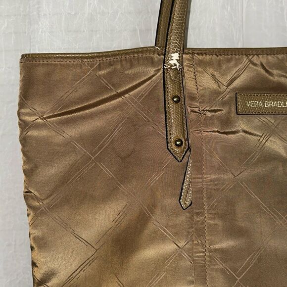 FREE w/bundle Vera Bradley Light Brown Tan Nylon Tote Faux Leather Combo - Picture 6 of 16